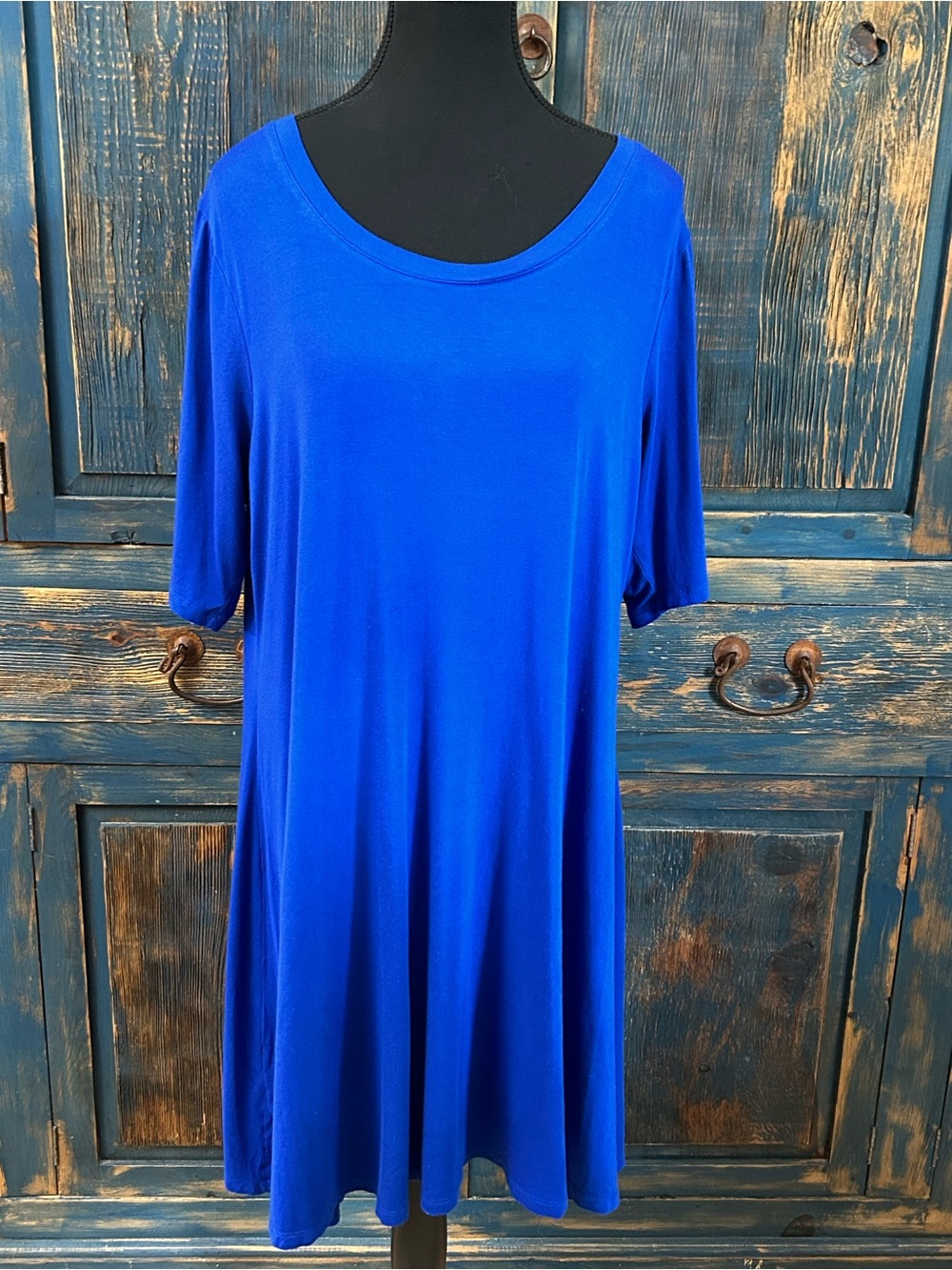 Cupio Royal Blue Scoop Neck Midi Swing Dress